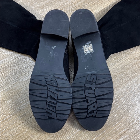 Stuart Weitzman Reserve Black Suede Microstretch Over Knee Block Heel Boots sz 9 - Picture 12 of 16